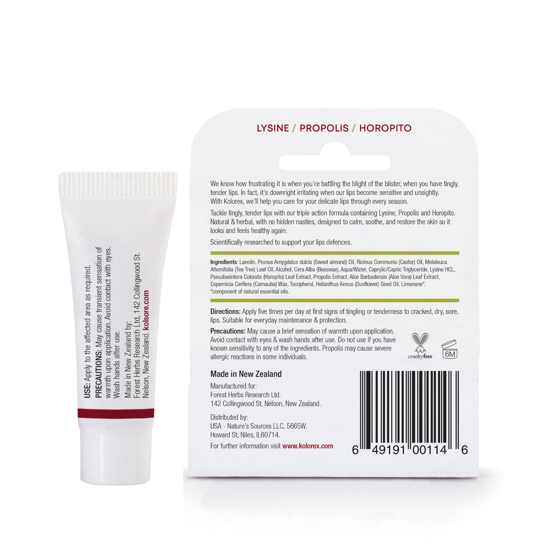 Kolsore Lip Ointment Carton and Tube (Back)