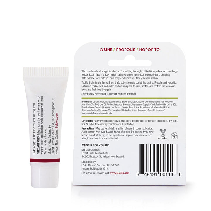 Kolsore Lip Ointment Carton and Tube (Back)